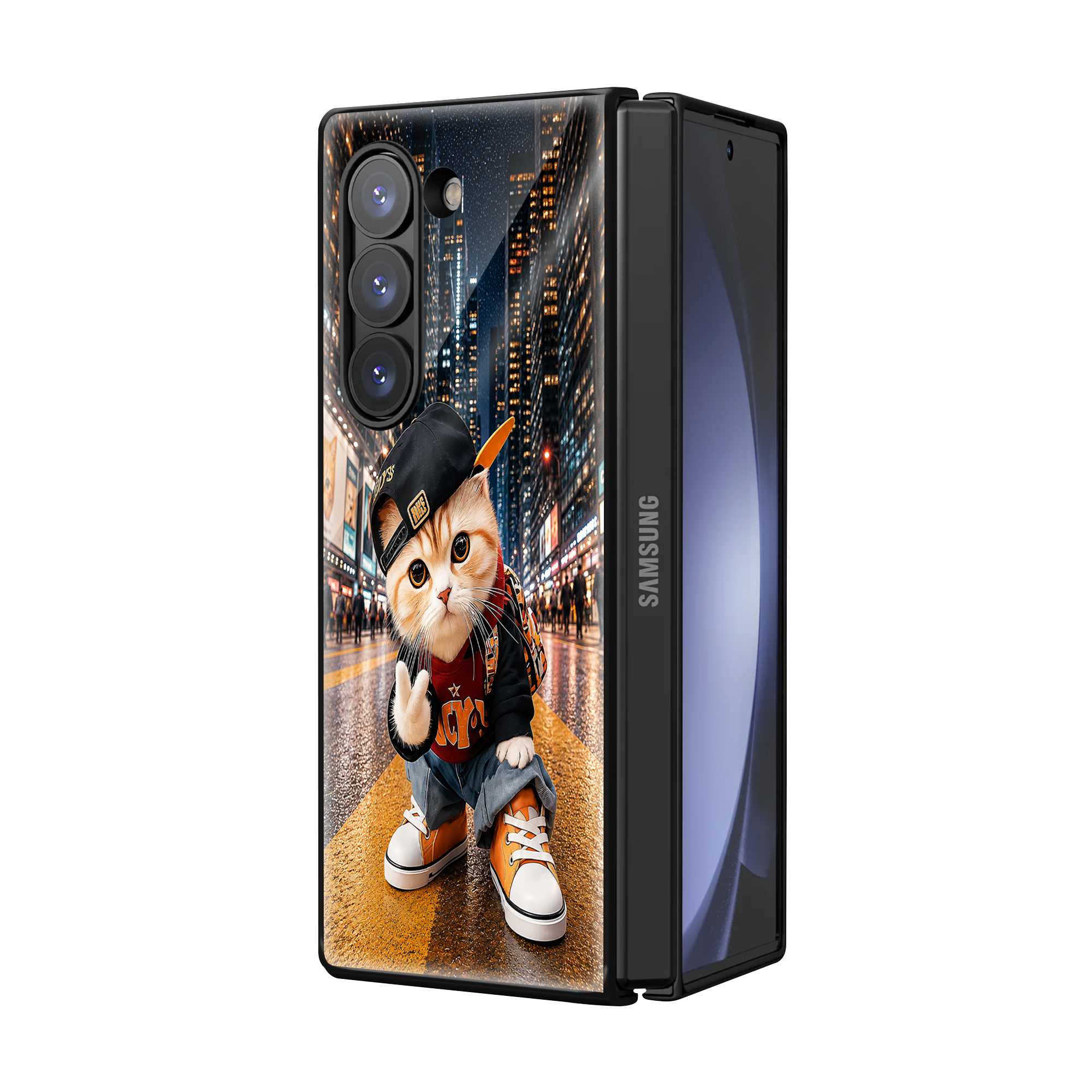 Streetwear Cat Samsung Z Fold Glass Case