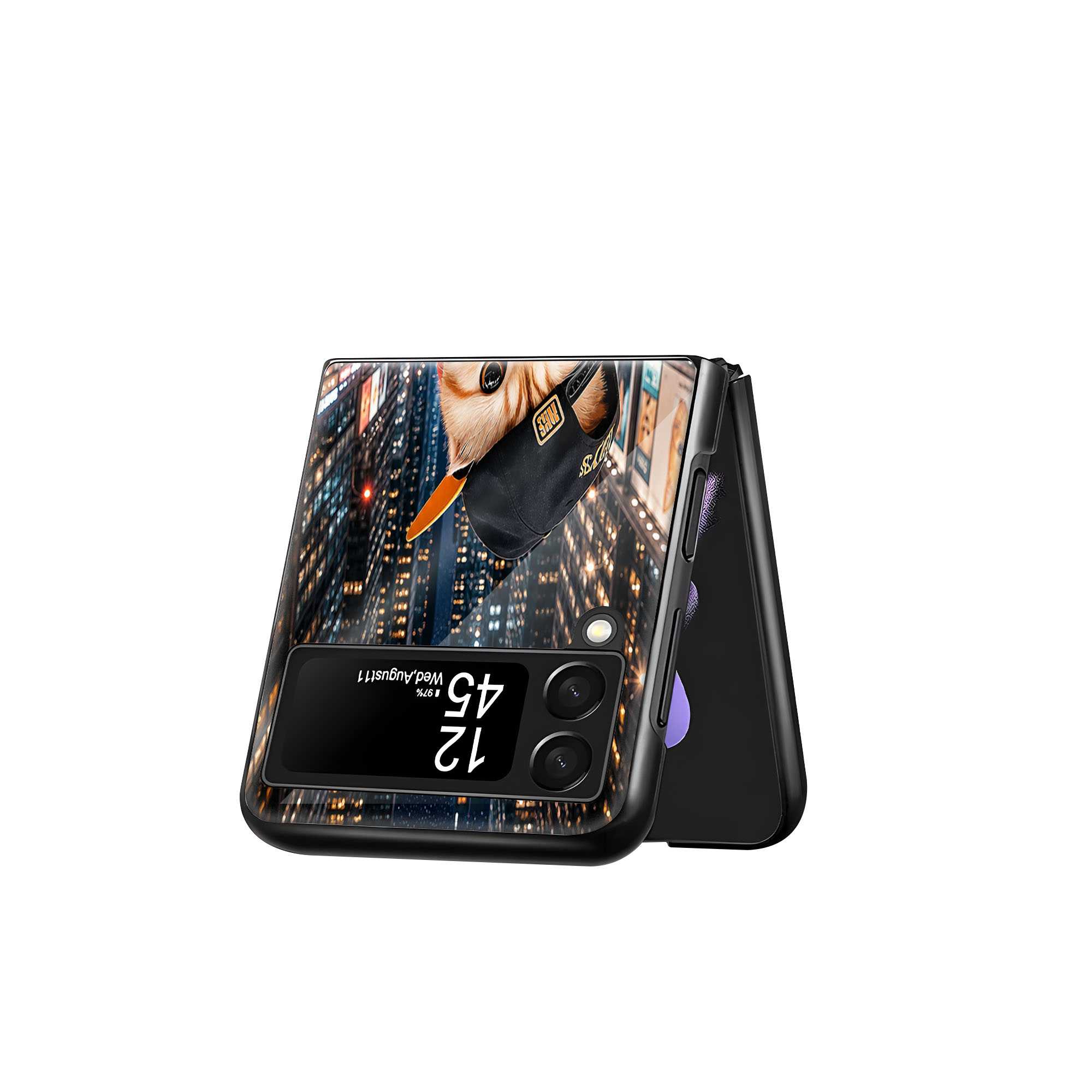 Streetwear Cat Samsung Z Flip Glass Case