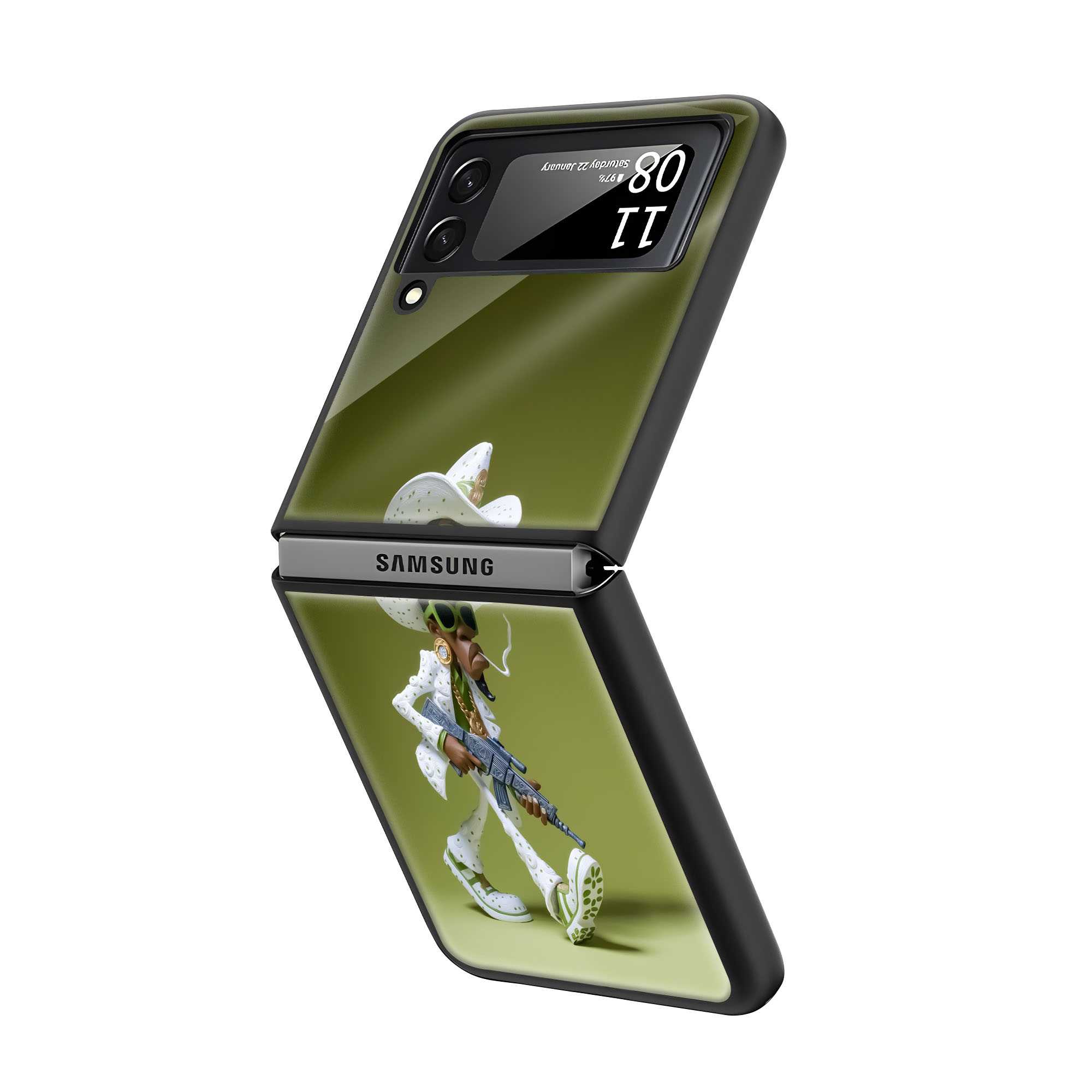 Stylized Gangster Samsung Z Flip Glass Case