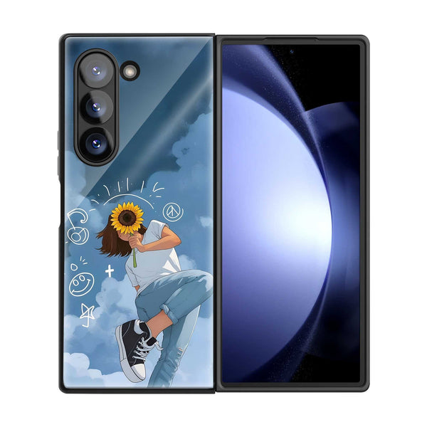 Sunflower Skies Samsung Z Fold Glass Case