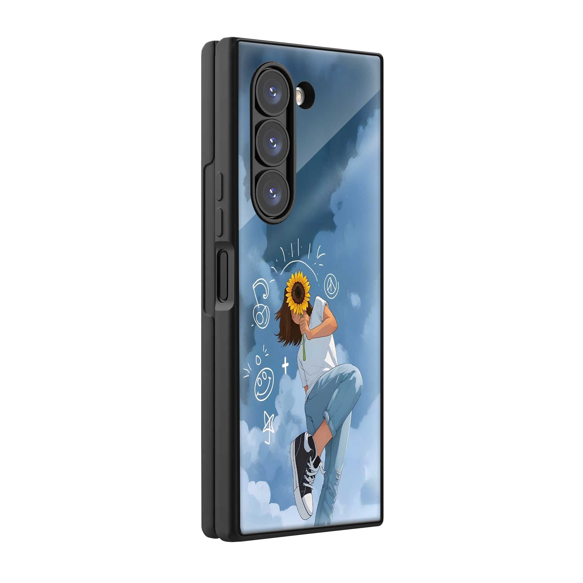 Sunflower Skies Samsung Z Fold Glass Case