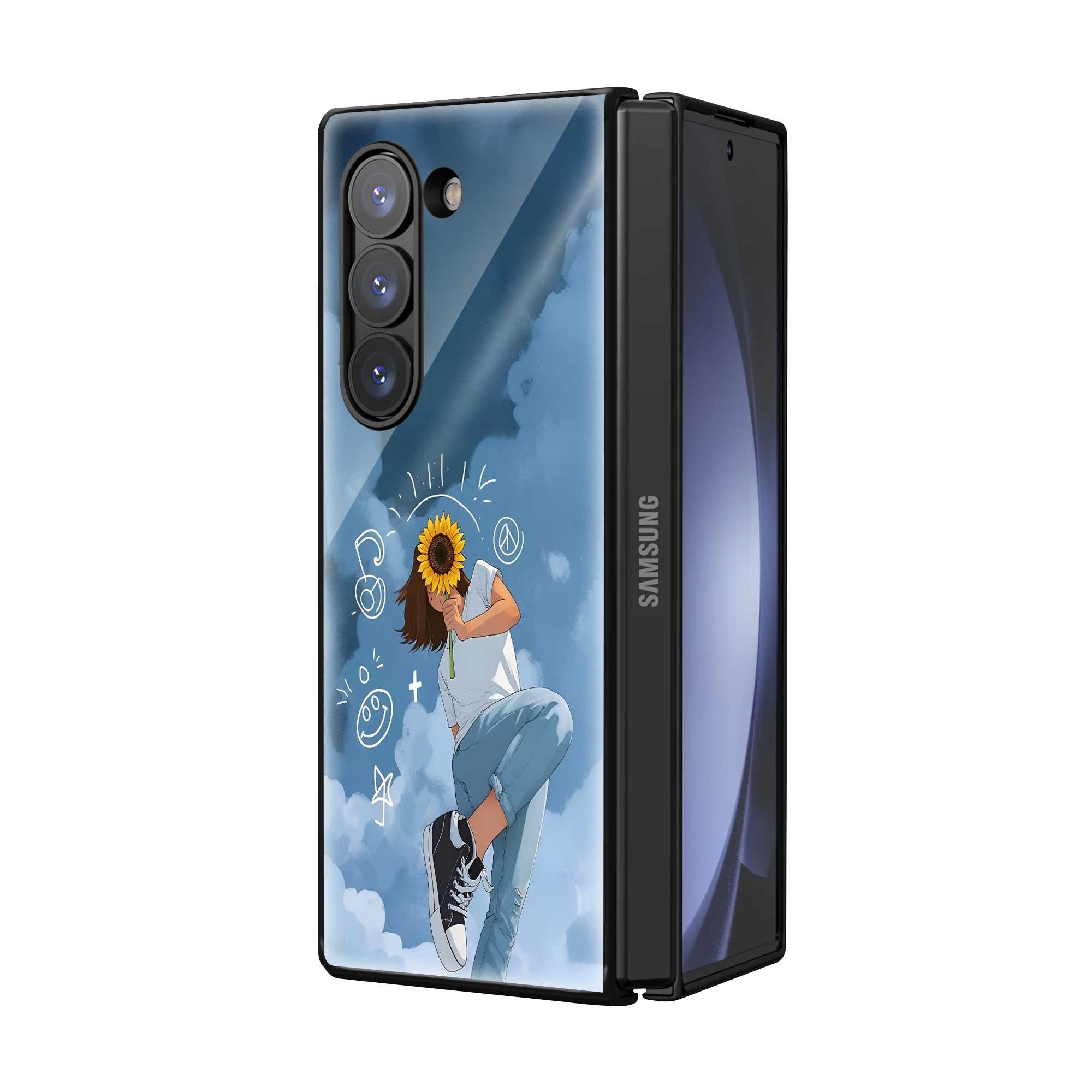 Sunflower Skies Samsung Z Fold Glass Case