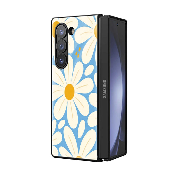 Sunny Daisy Bloom Samsung Z Fold Glass Case