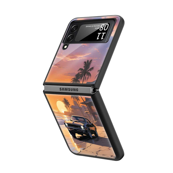 Sunset Stallion Samsung Z Flip Glass Case
