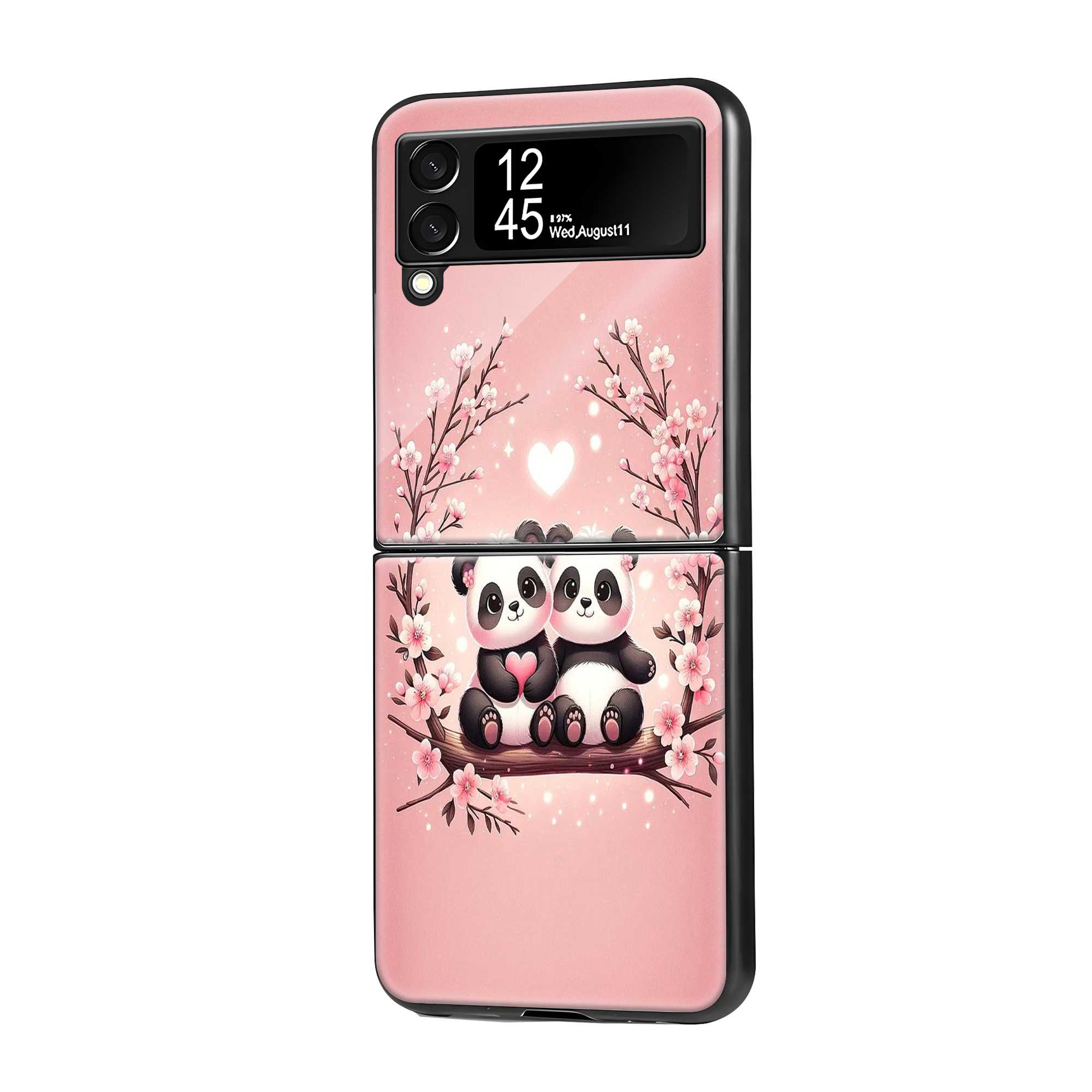 Sweet Panda Love Samsung Z Flip Glass Case