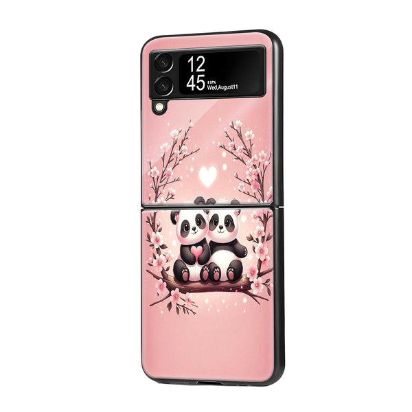 Sweet Panda Love Samsung Z Flip Glass Case