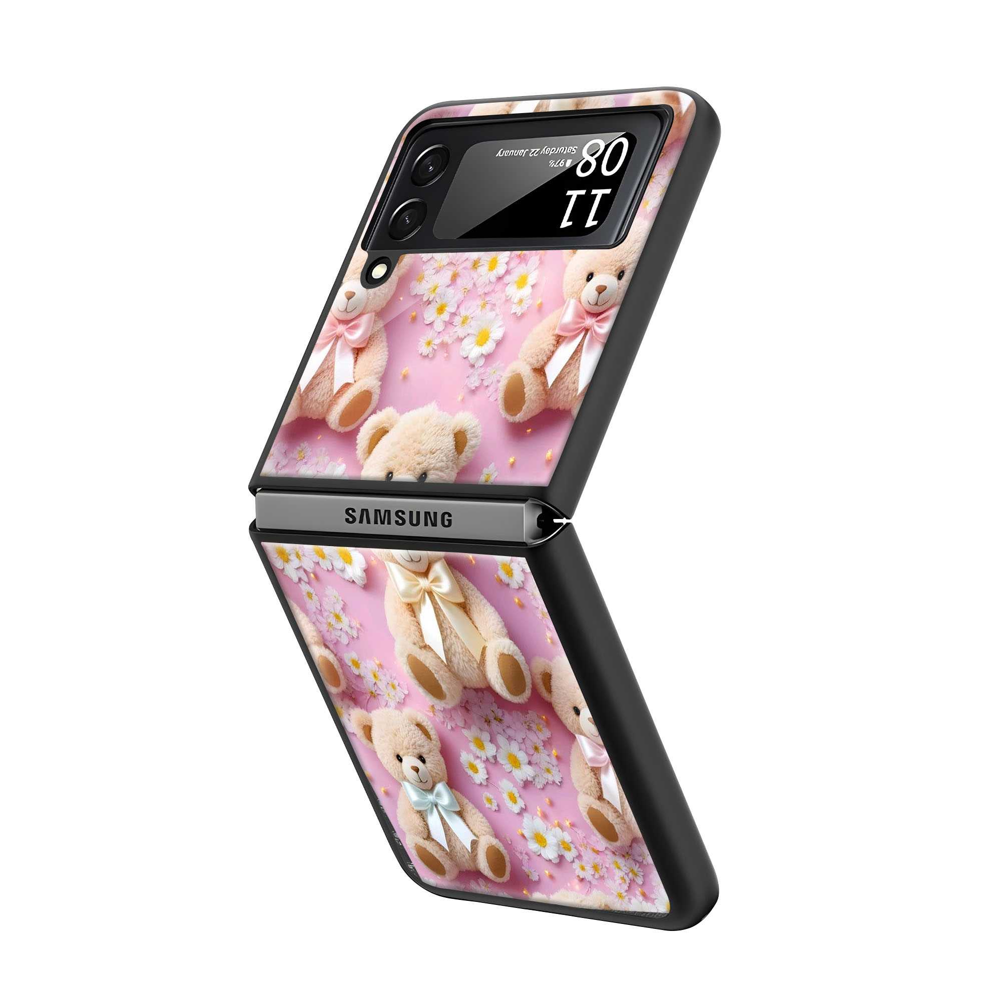 Teddy Blossom Samsung Z Flip Glass Case