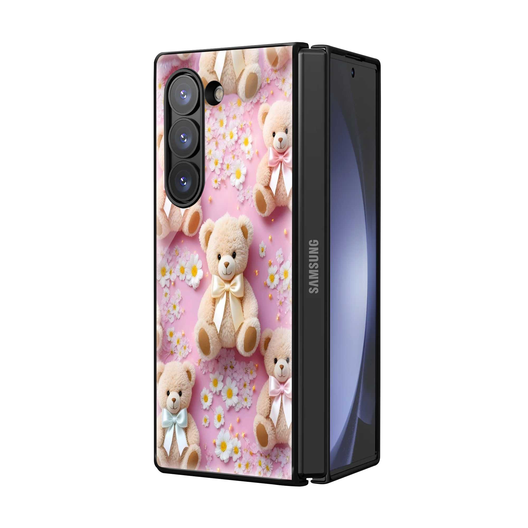 Teddy Blossom Samsung Z Fold Glass Case