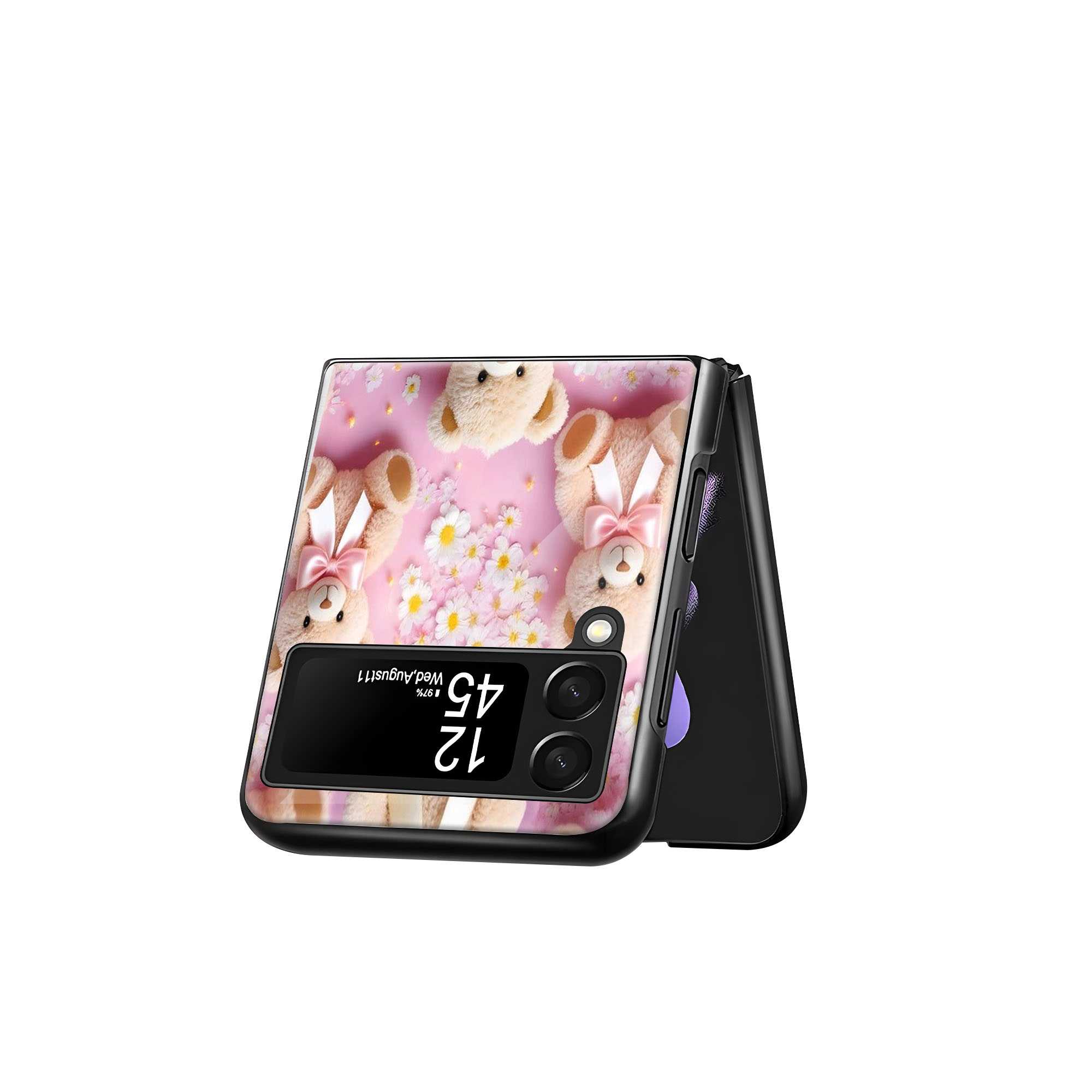 Teddy Blossom Samsung Z Flip Glass Case