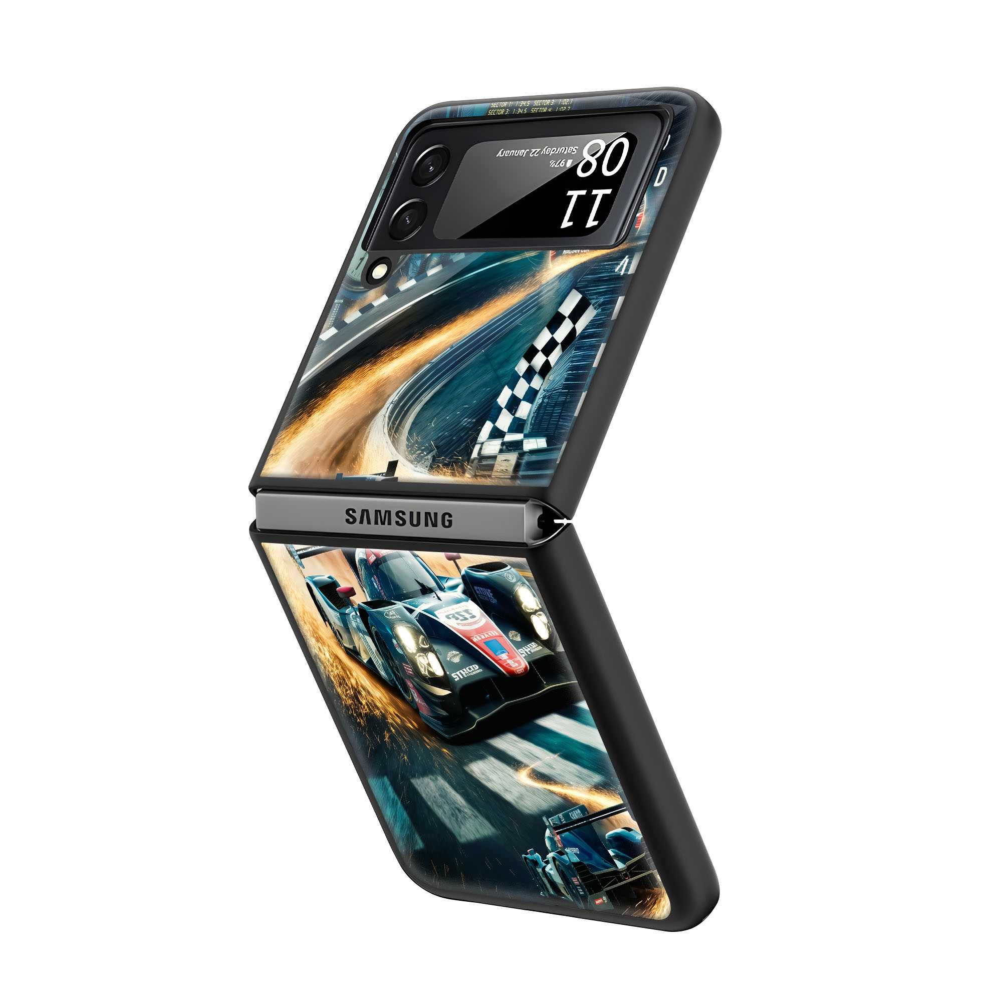Track Rush Aesthetic Samsung Z Flip Glass Case