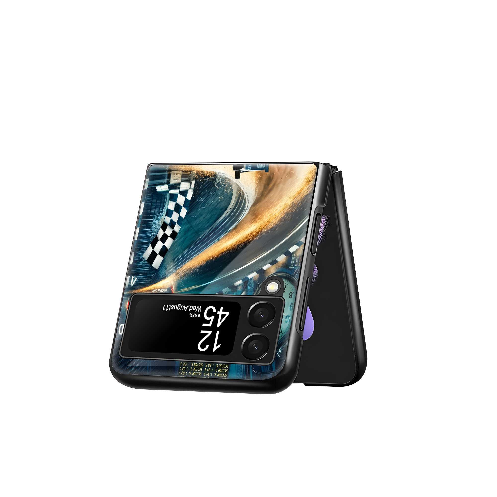 Track Rush Aesthetic Samsung Z Flip Glass Case