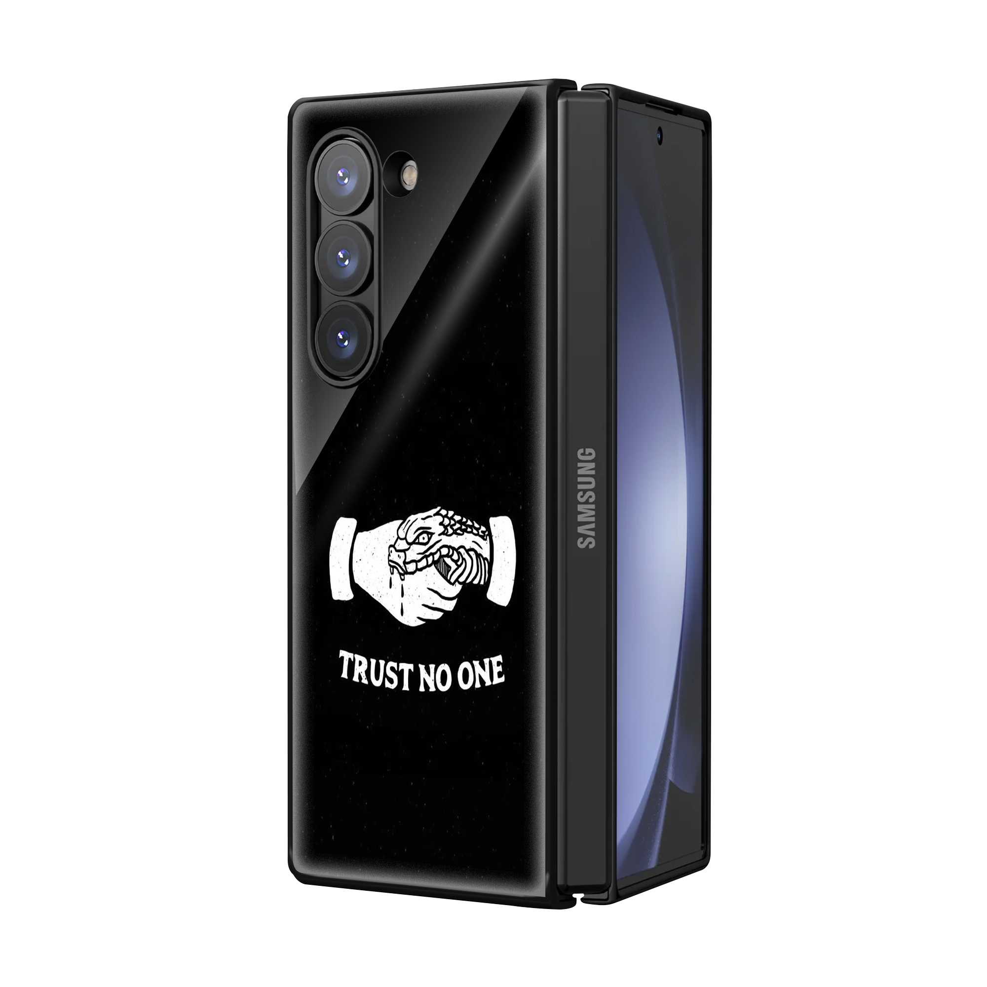 Trust No One Samsung Z Fold Glass Case Secondary image