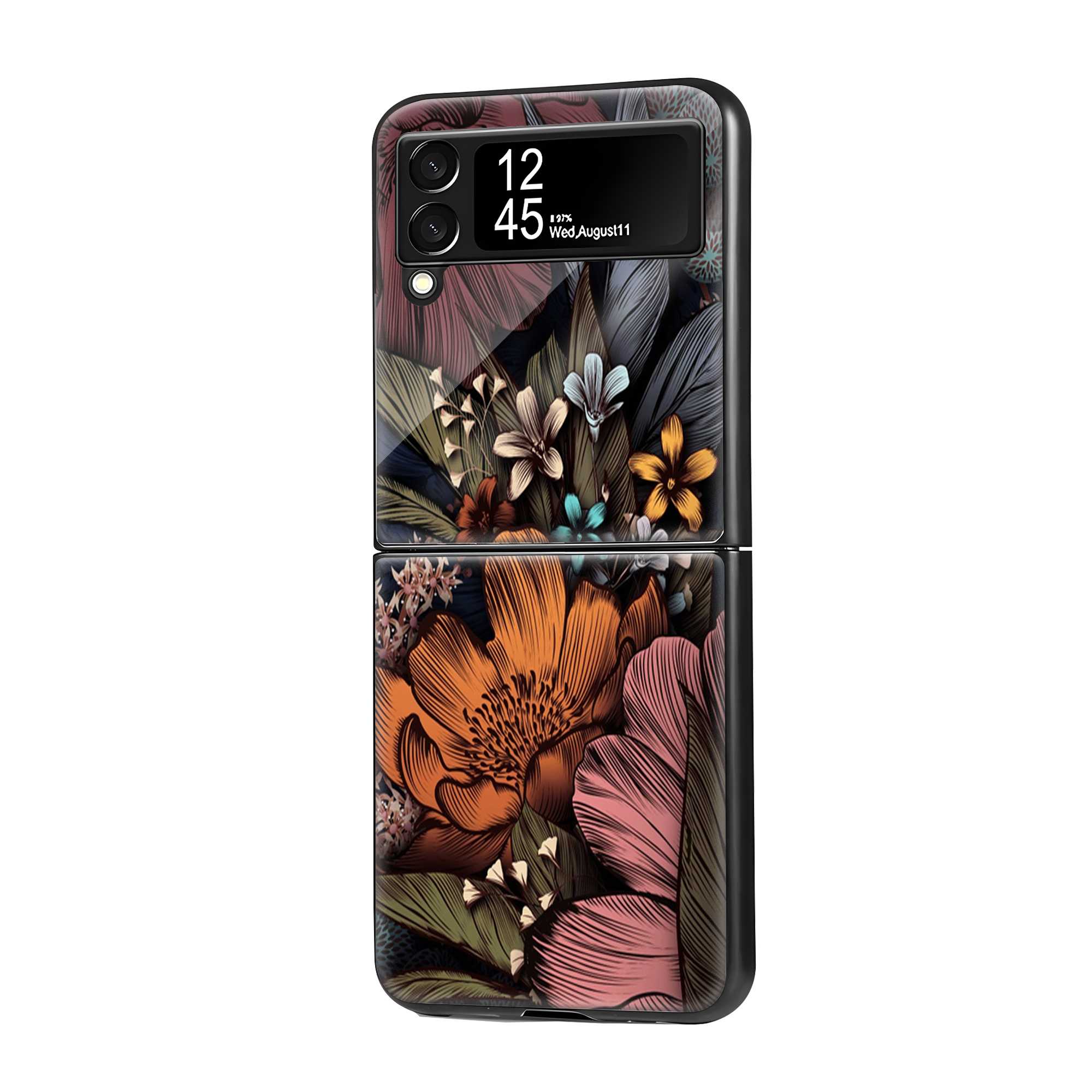 Vintage Floral Pattern Samsung Z Flip Glass Case