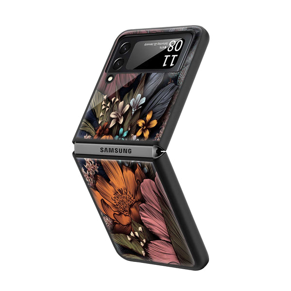 Vintage Floral Pattern Samsung Z Flip Glass Case
