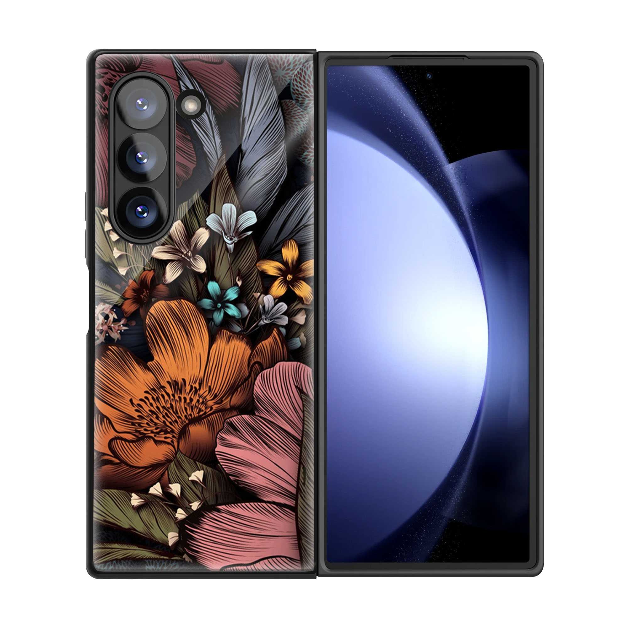 Vintage Floral Pattern Samsung Z Fold Glass Case