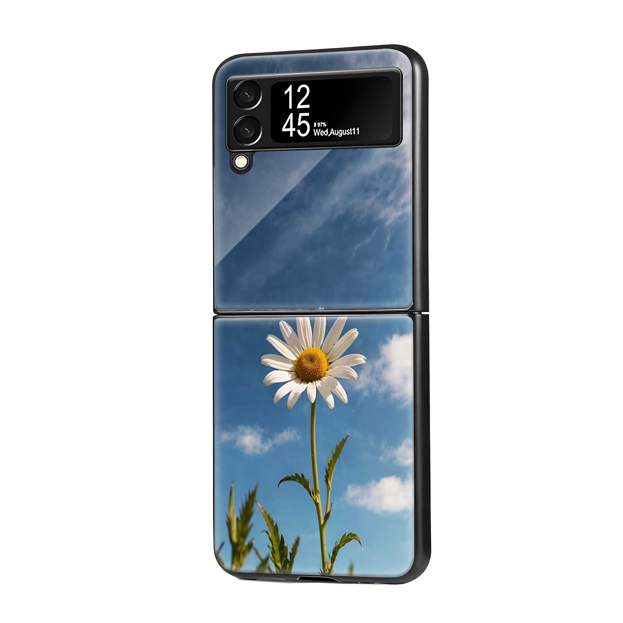 White Blossom Samsung Z Flip Glass Case