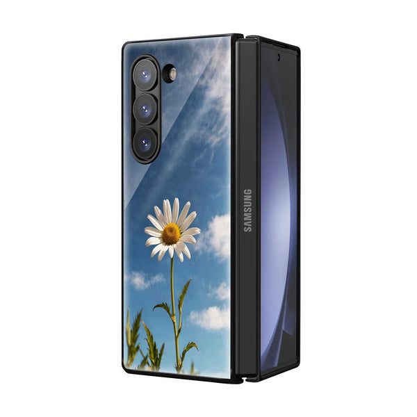 White Blossom Samsung Z Fold Glass Case