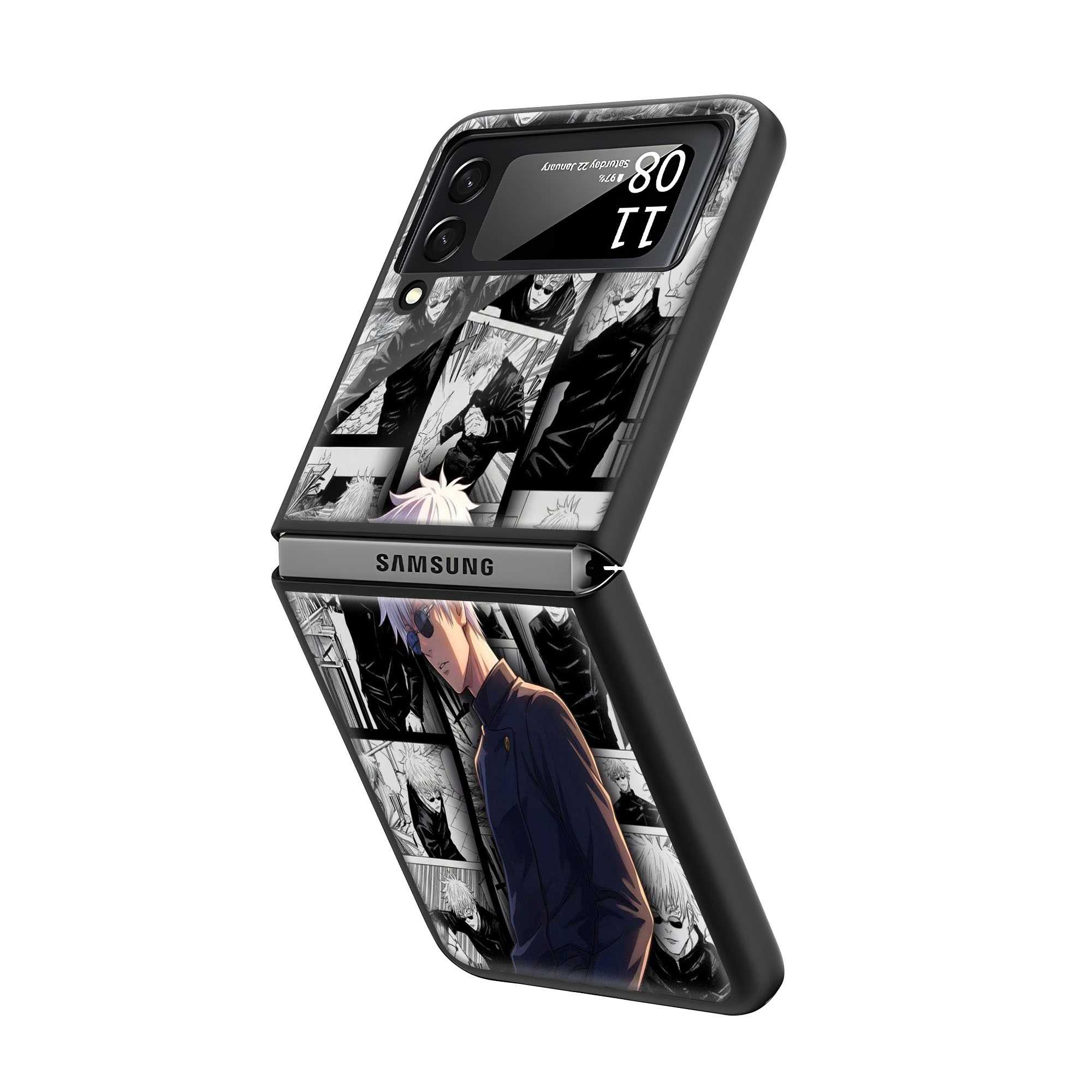 White Phantom Samsung Z Flip Glass Case
