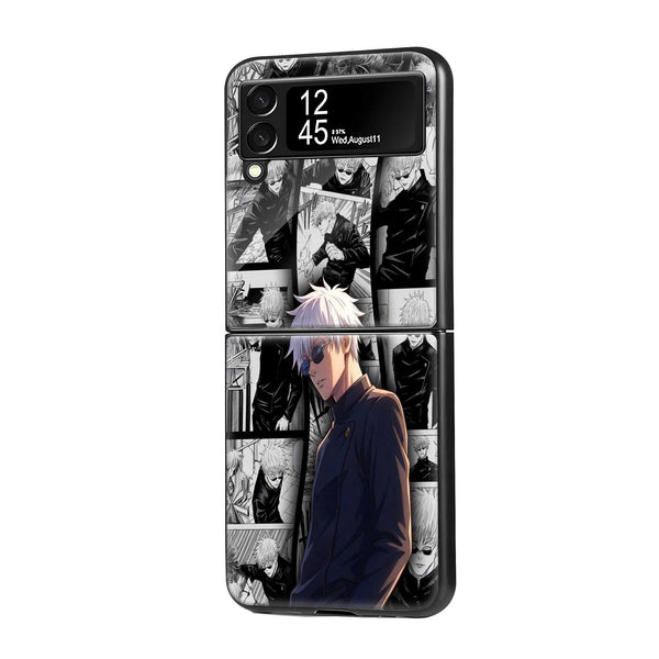White Phantom Samsung Z Flip Glass Case