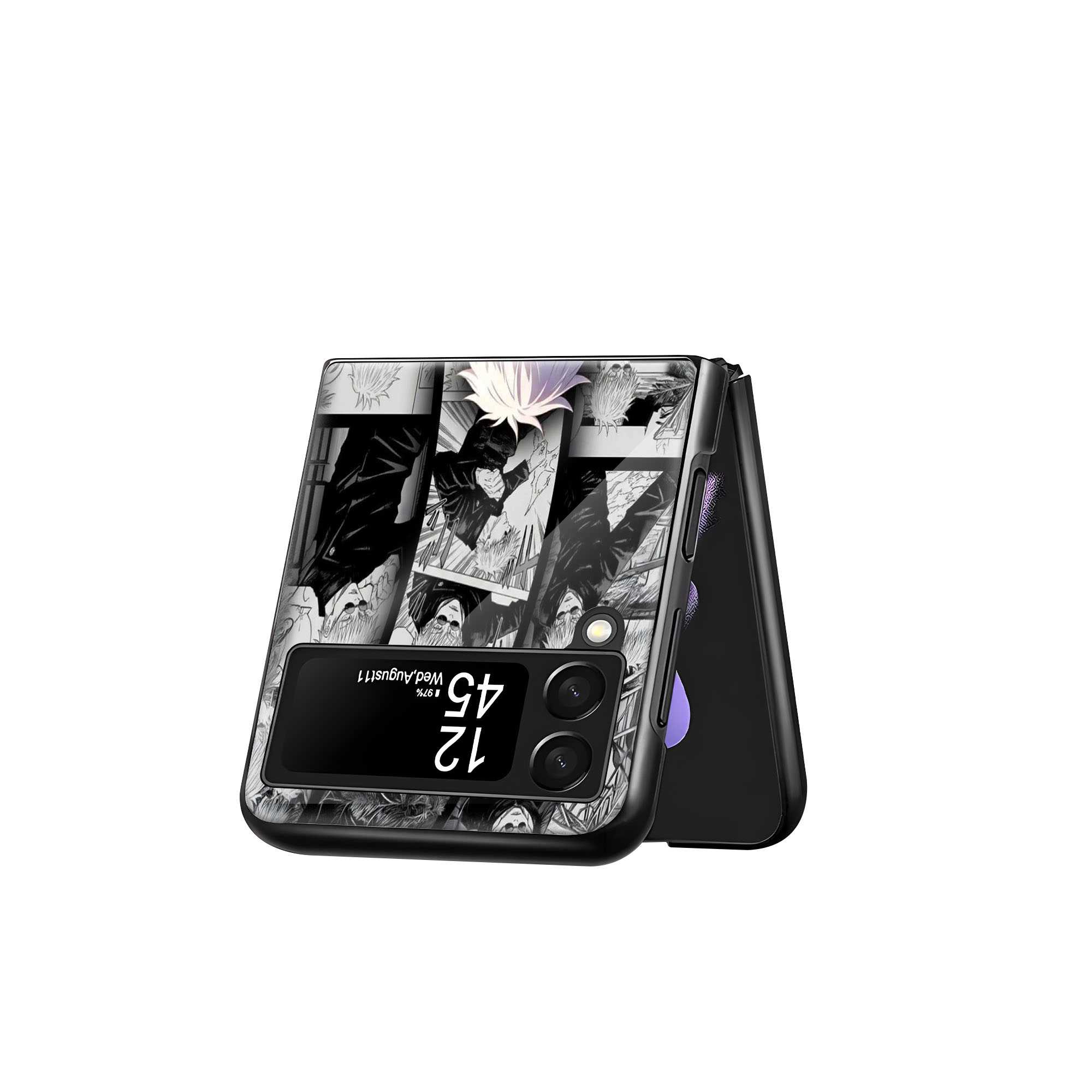 White Phantom Samsung Z Flip Glass Case