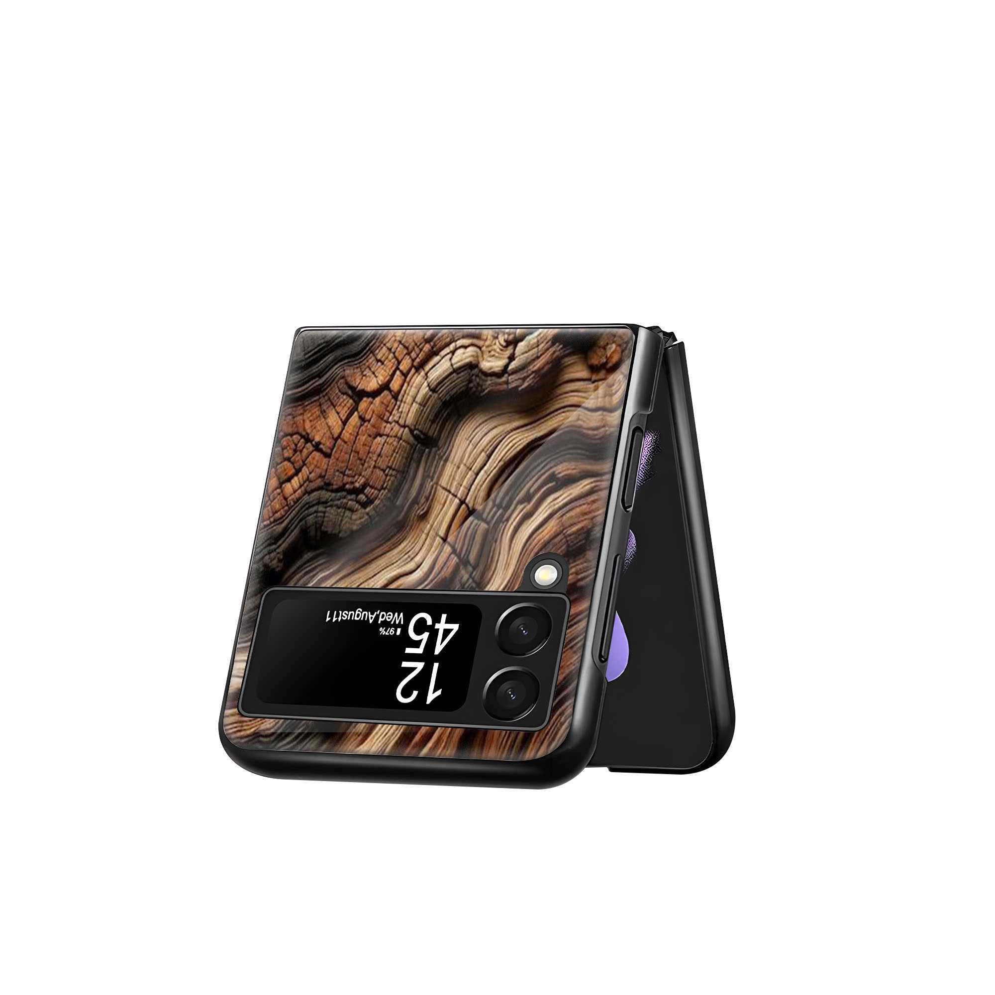 Wooden Texture Samsung Z Flip Glass Case