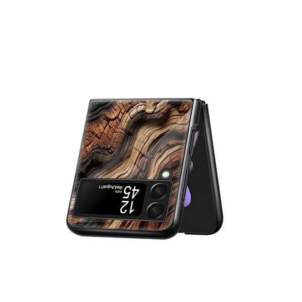 Wooden Texture Samsung Z Flip Glass Case