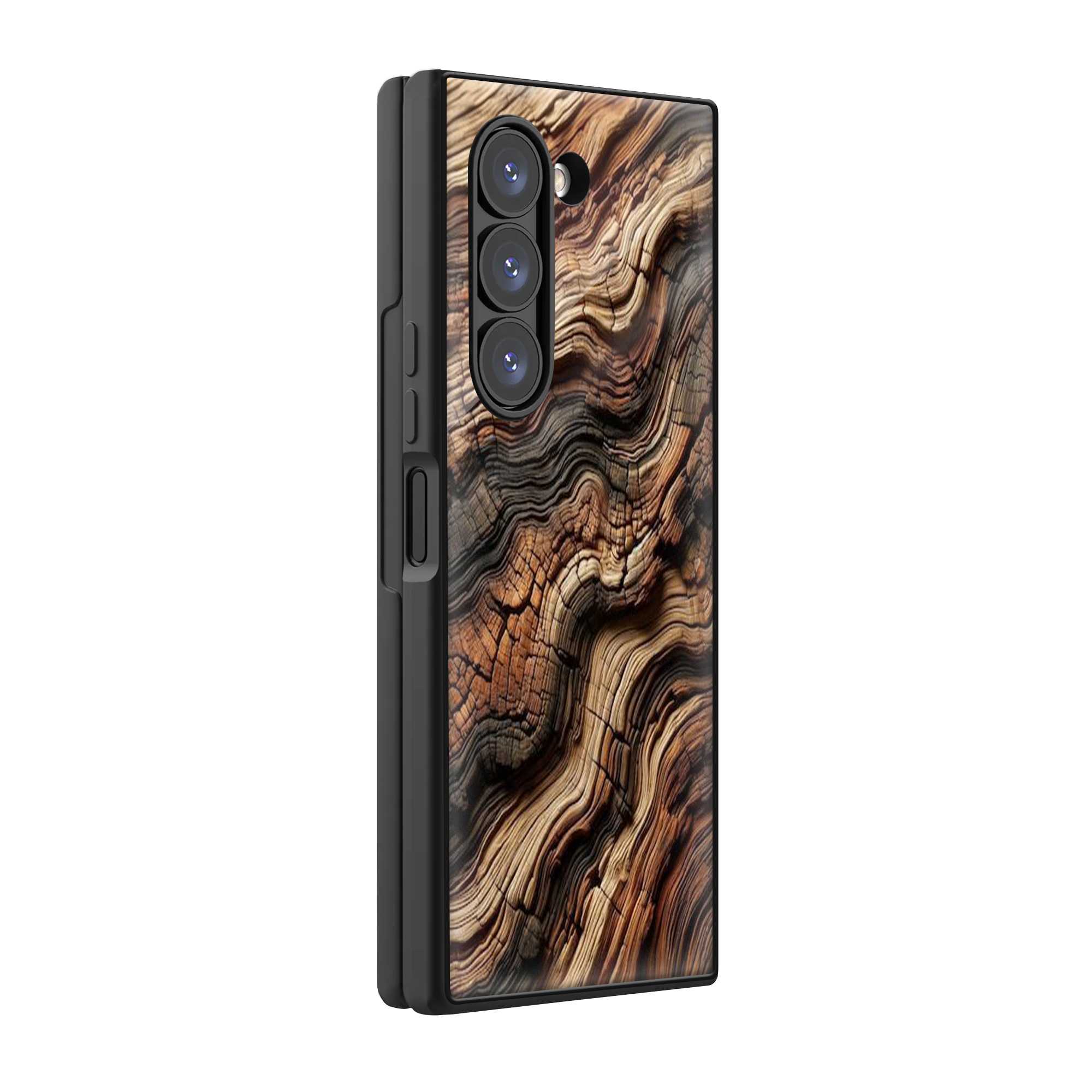 Wooden Texture Samsung Z Fold Glass Case