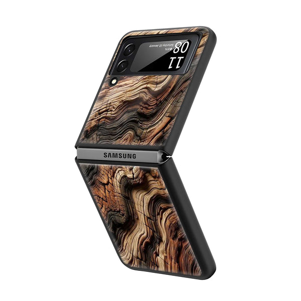 Wooden Texture Samsung Z Flip Glass Case