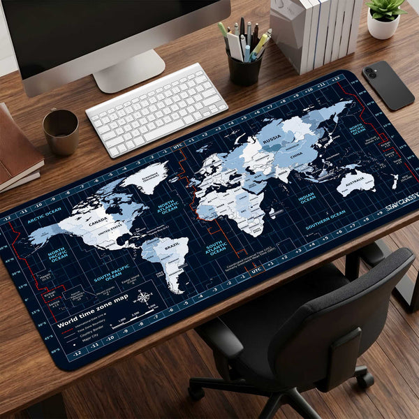 World Time Atlas Desk Mat