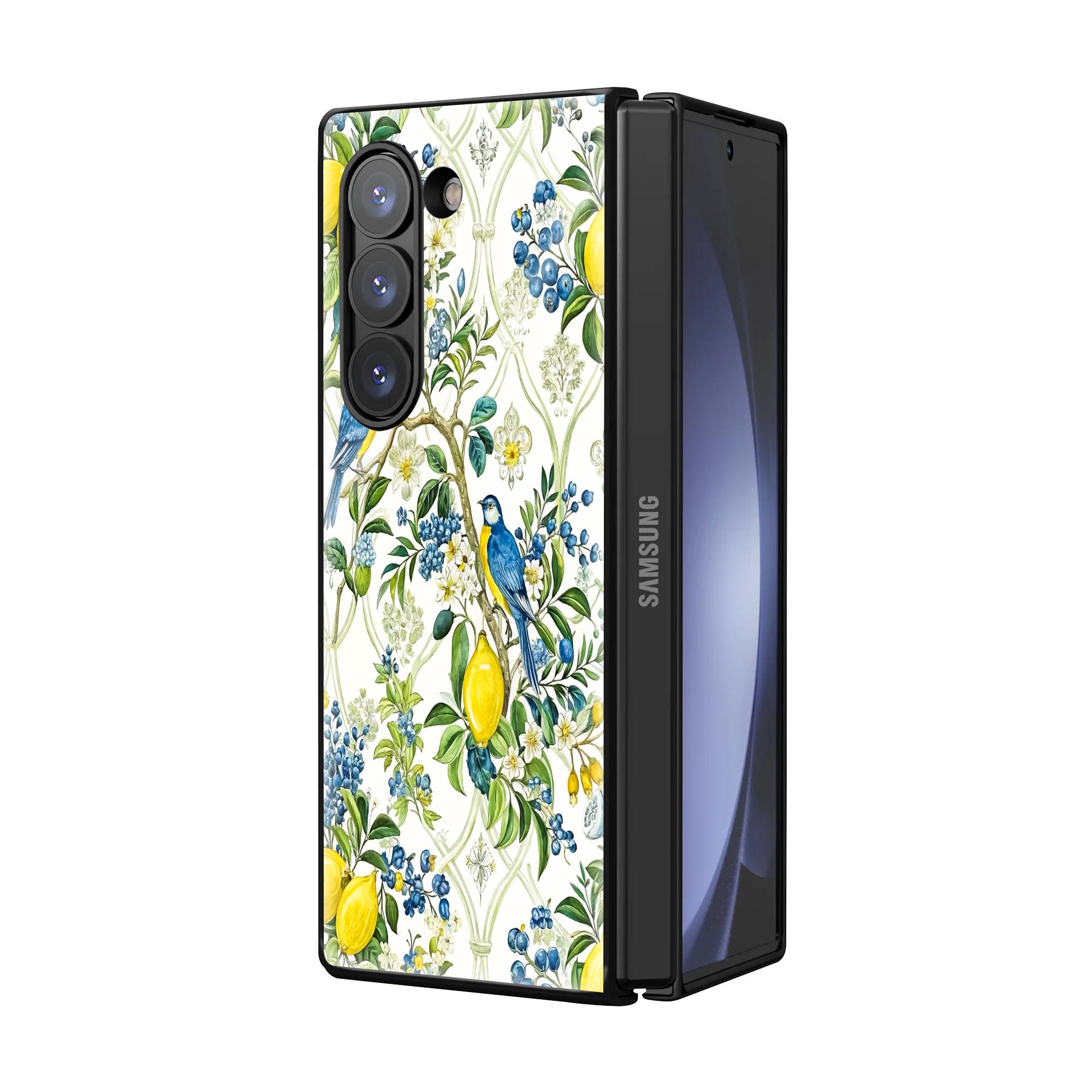Blueberry Birds Samsung Z Fold Glass Case image 1