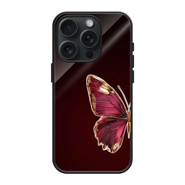 Half Red Butterfly Glass Case image 0