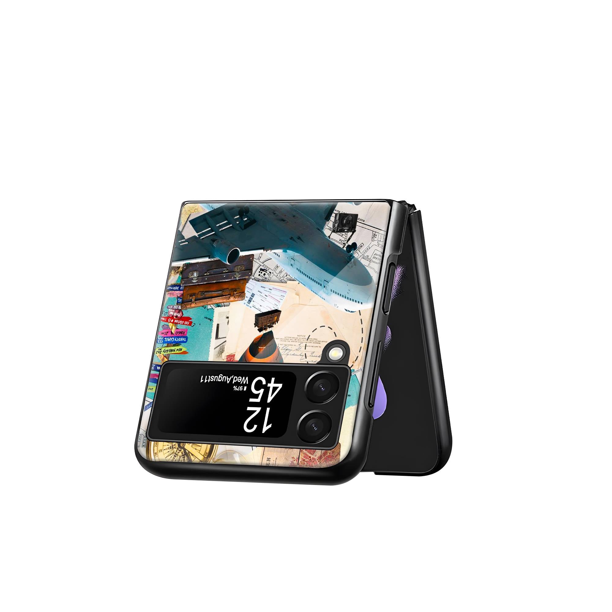 Travel Scrapbook Samsung Z Flip Glass Case image 2