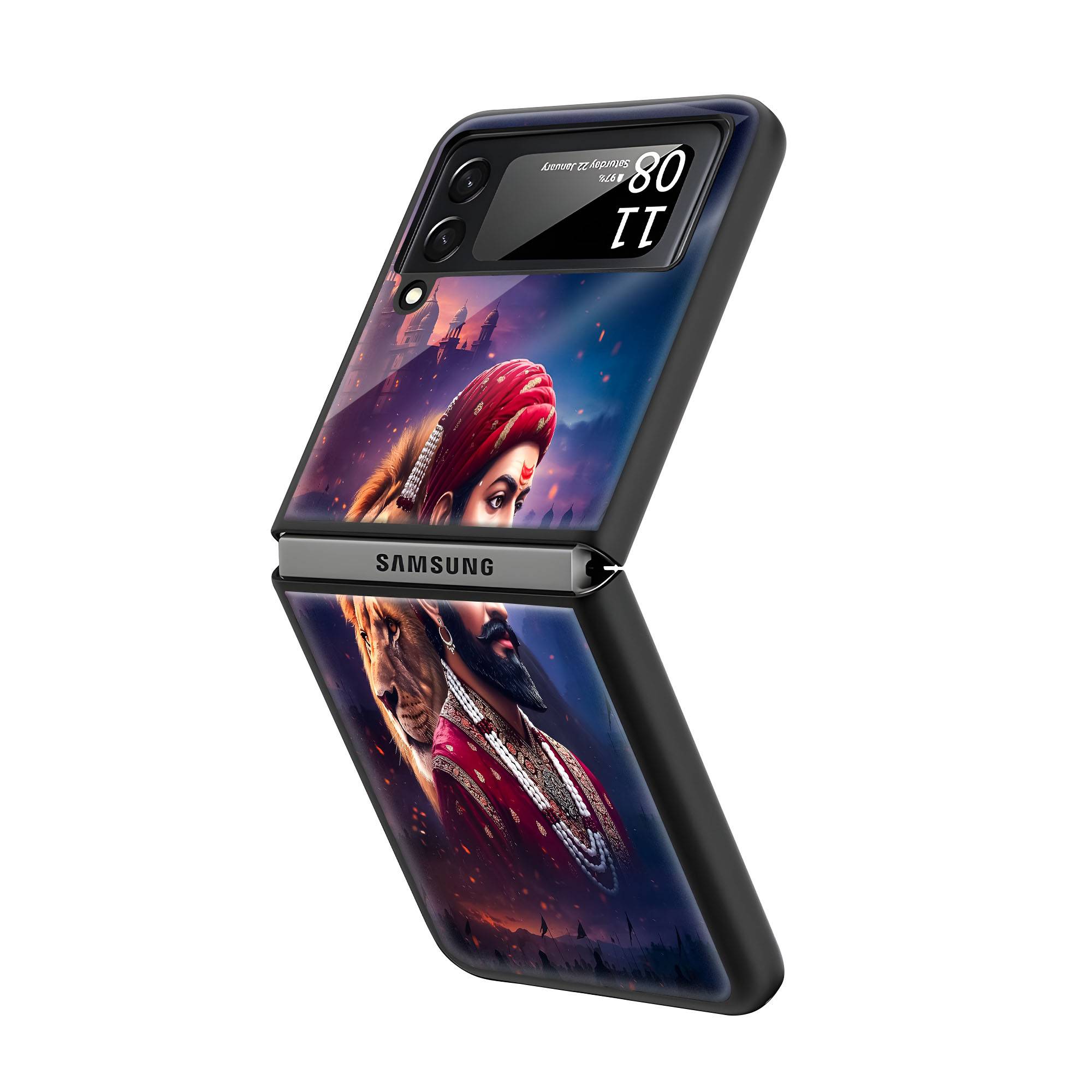 Lion Of Swarajya Samsung Z Flip Glass Case image 1