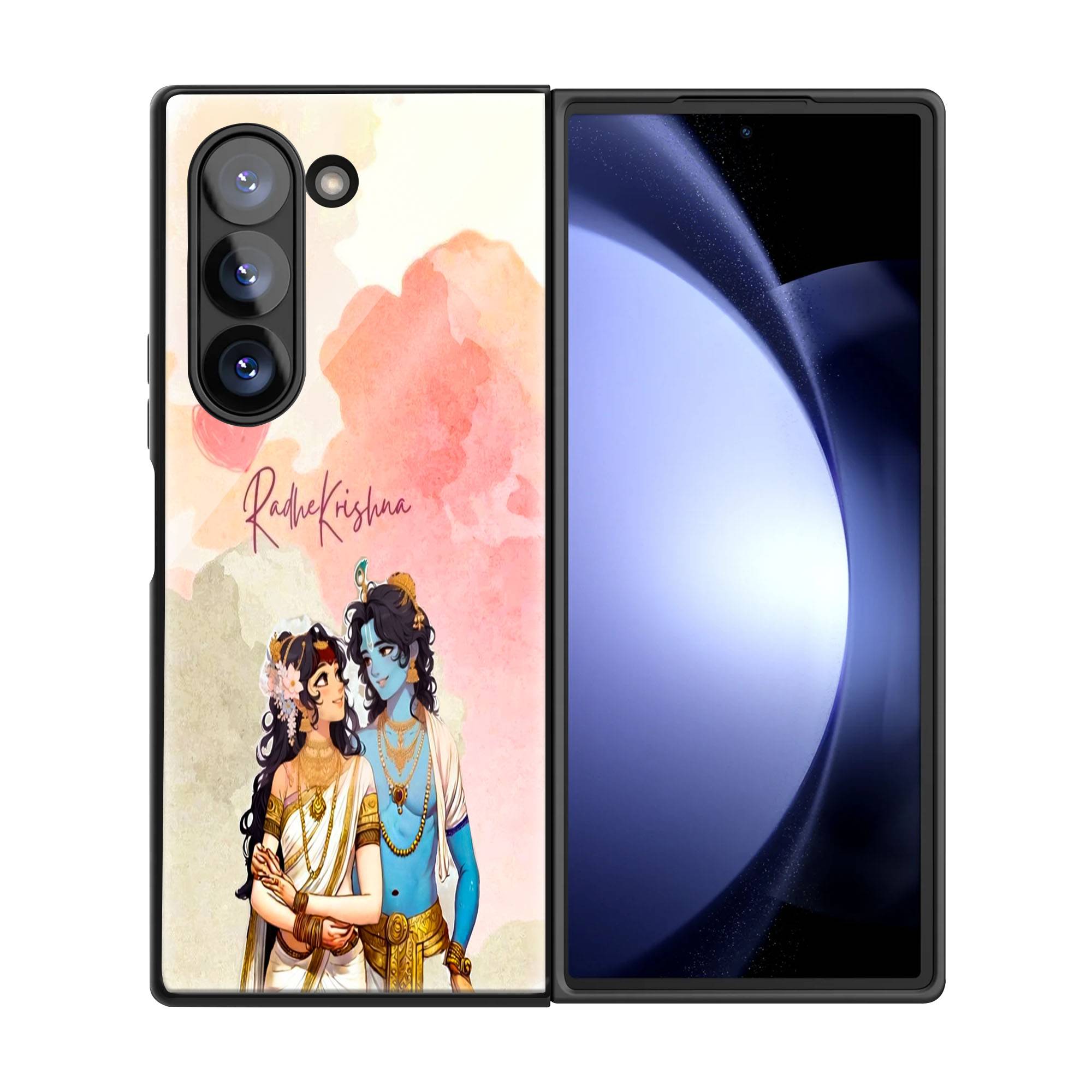 Radha-Krishna Heart Samsung Z Fold Glass Case image 2