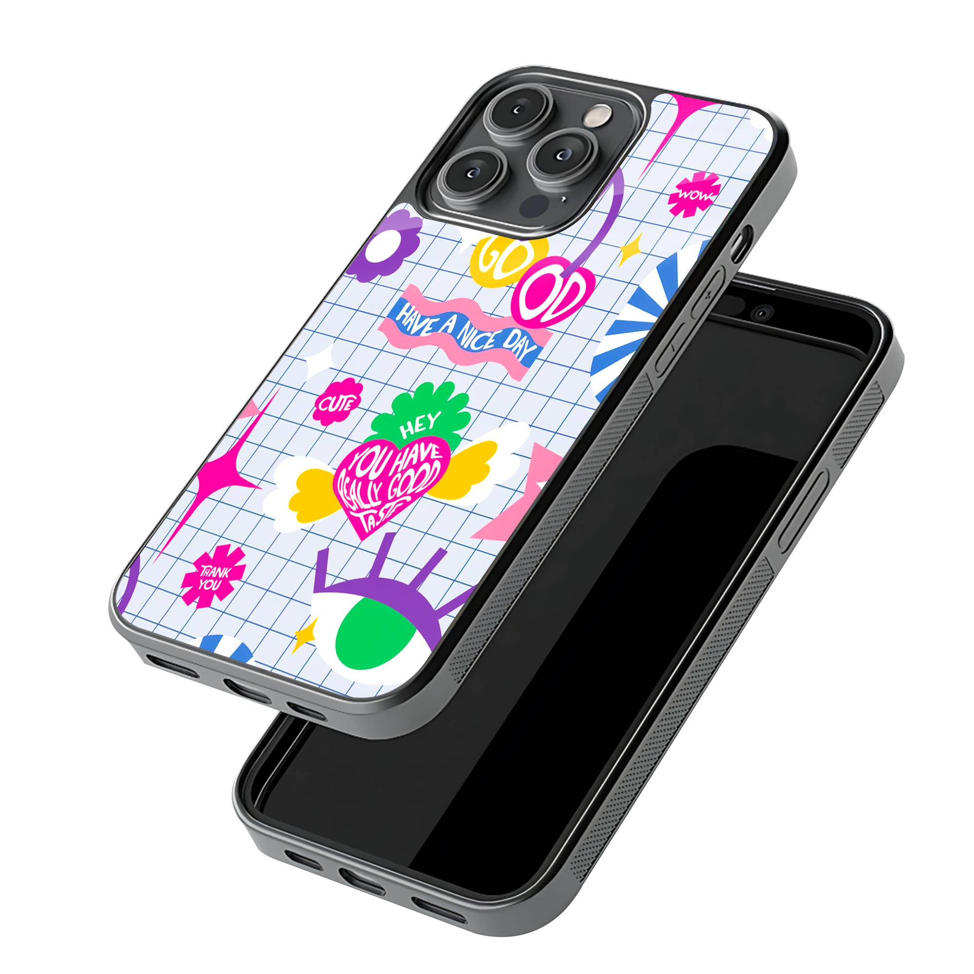 Retro 90s Sticker Glass Case image 2
