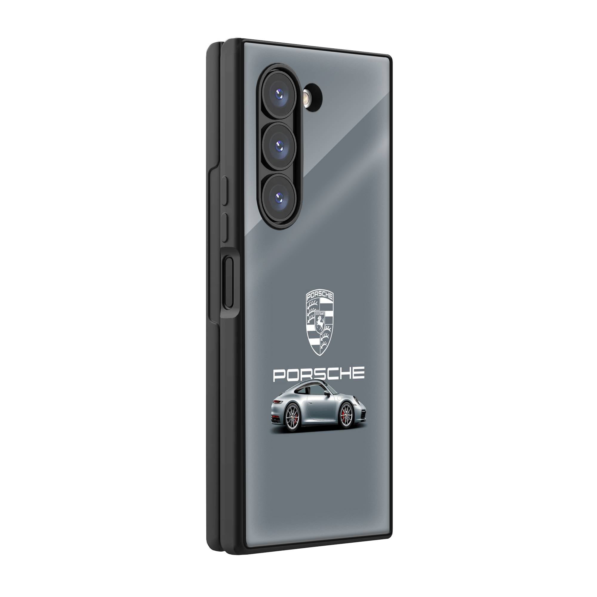 Silver Porsche Samsung Z Fold Glass Case image 0