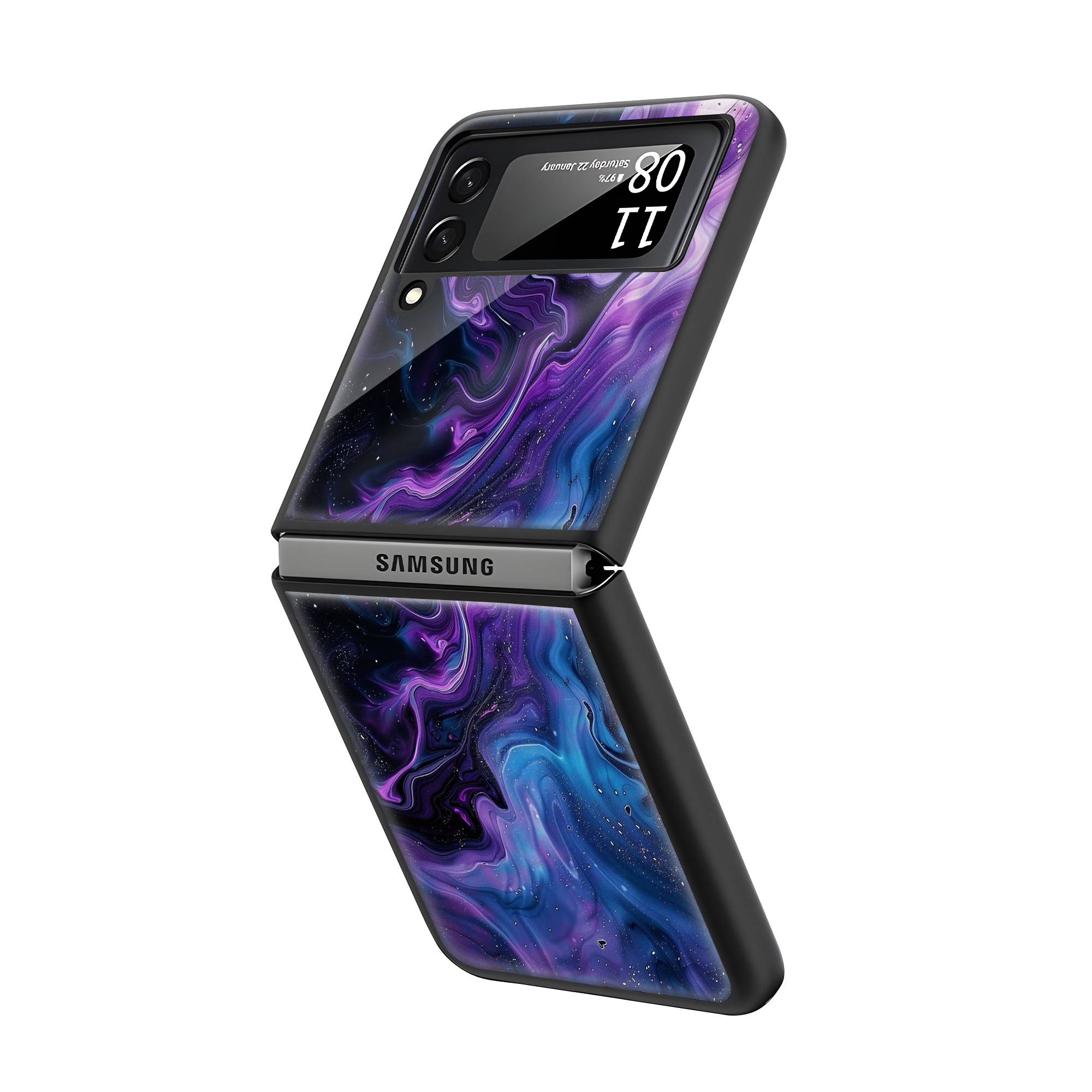 Color Strom Pattern Samsung Z Flip Glass Case Secondary image