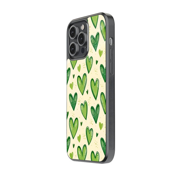Green Hearts Glass Case image 1