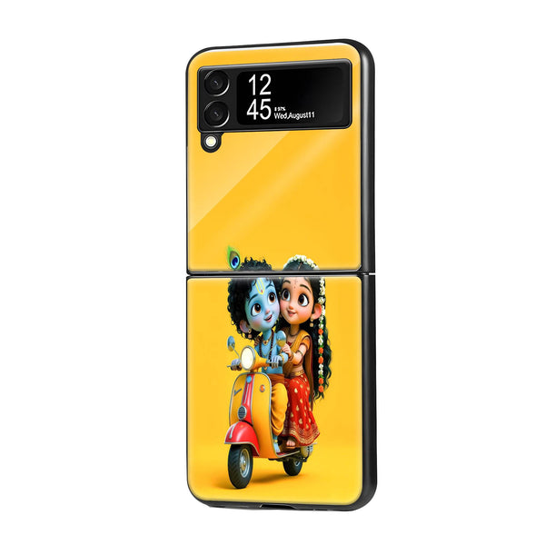 Little Krishna Ride Samsung Z Flip Glass Case image 0
