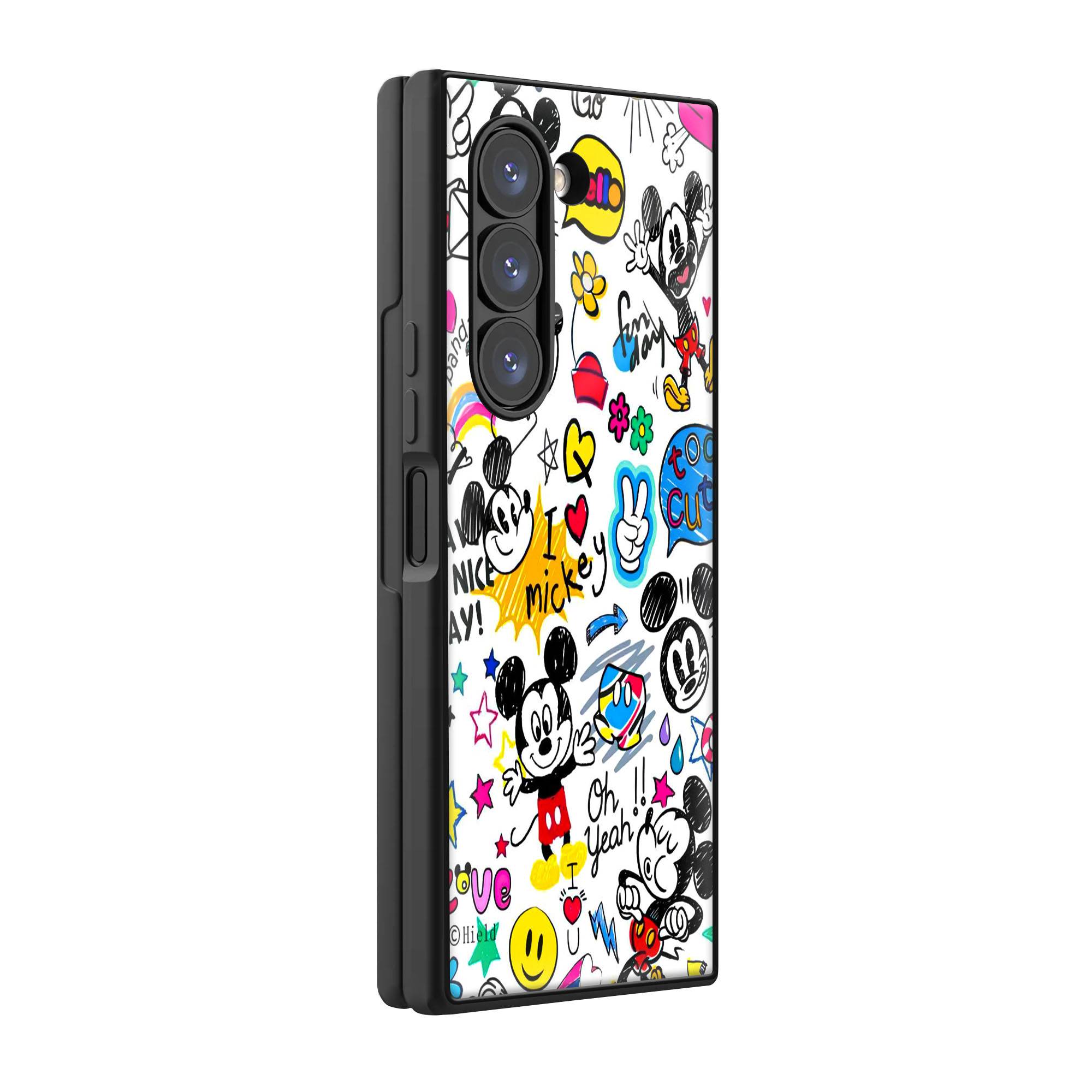Mickey Mouse Doodle Samsung Z Fold Glass Case image 0