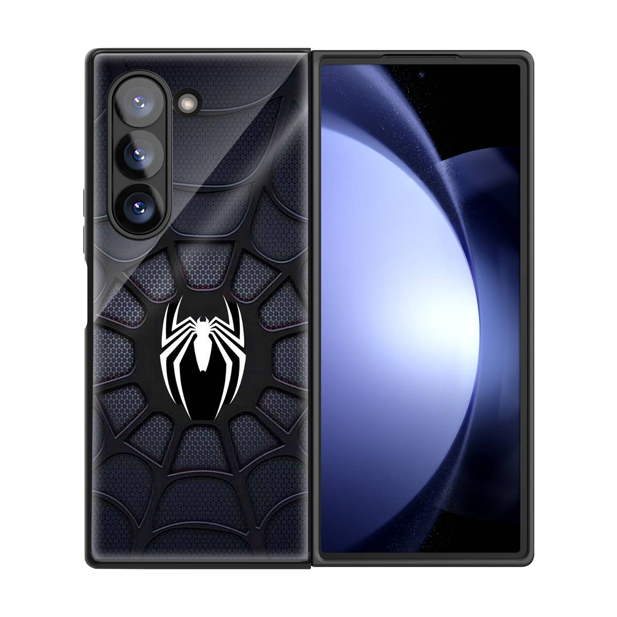 Black Spider-Man Samsung Z Fold Glass Case image 2