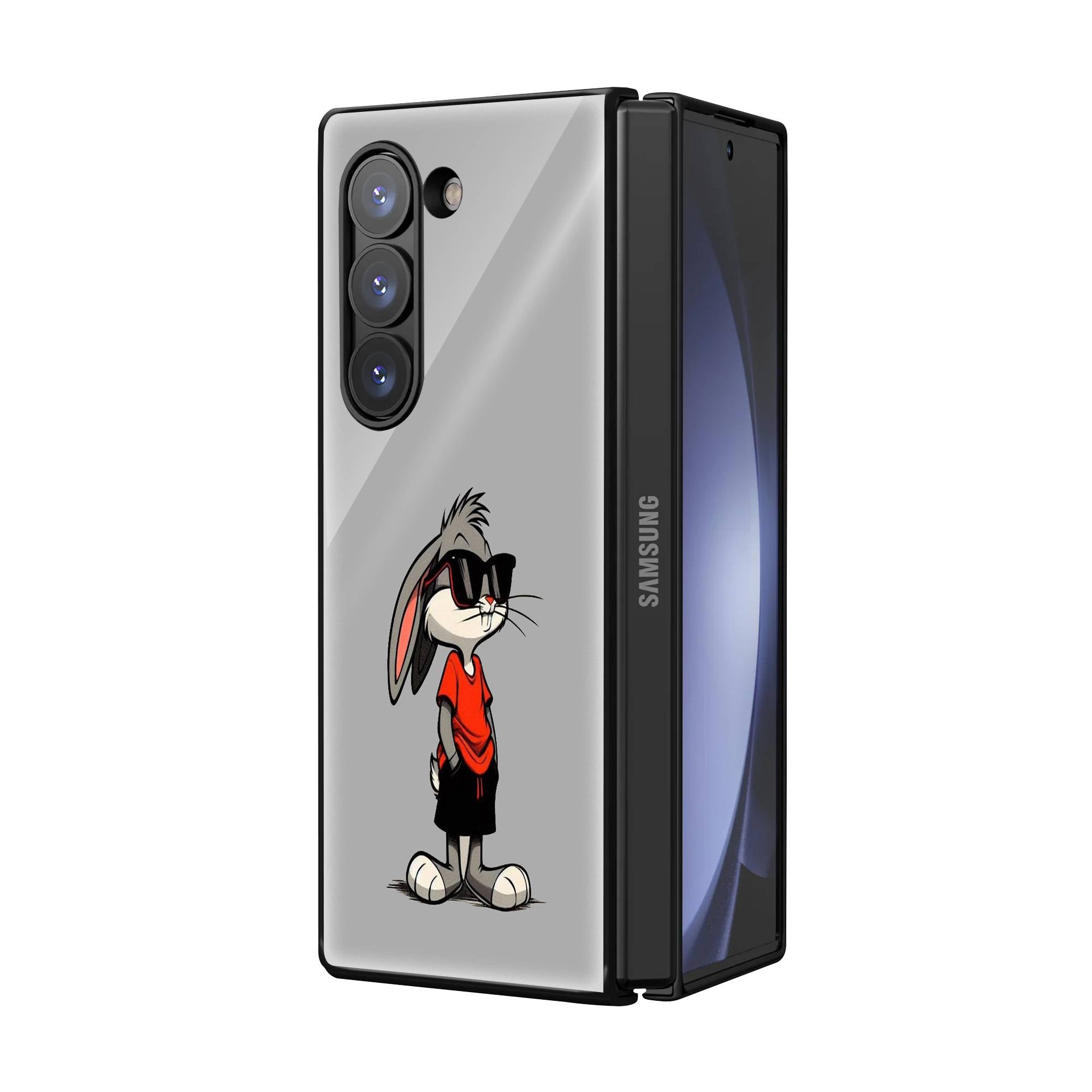 Cool Bunny Samsung Z Fold Glass Case Secondary image