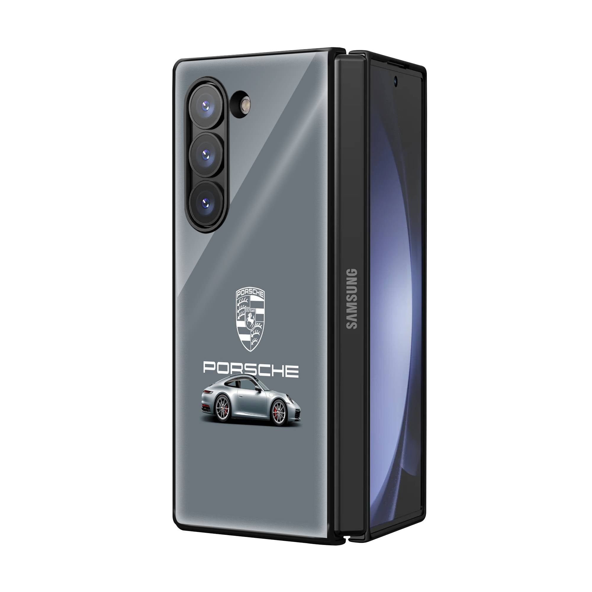 Silver Porsche Samsung Z Fold Glass Case Secondary image