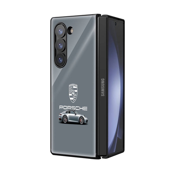 Silver Porsche Samsung Z Fold Glass Case image 1