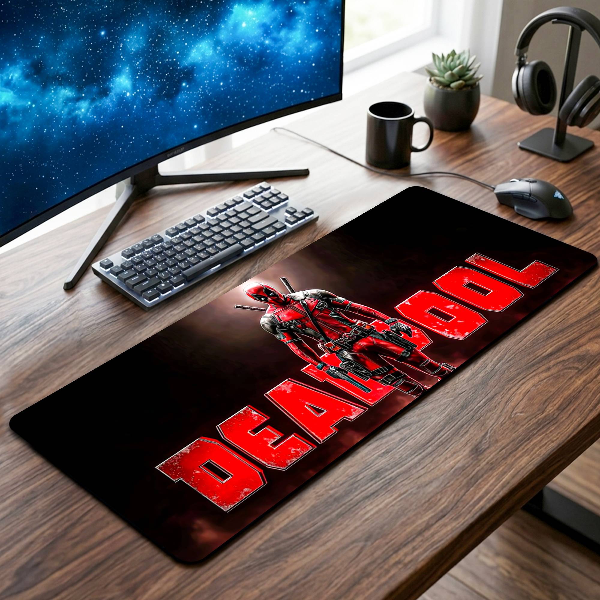 Standing Deadpool Desk Mat - 12 x 32 Inch image