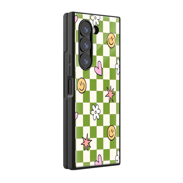Smiley Squares Samsung Z Fold Glass Case image 0