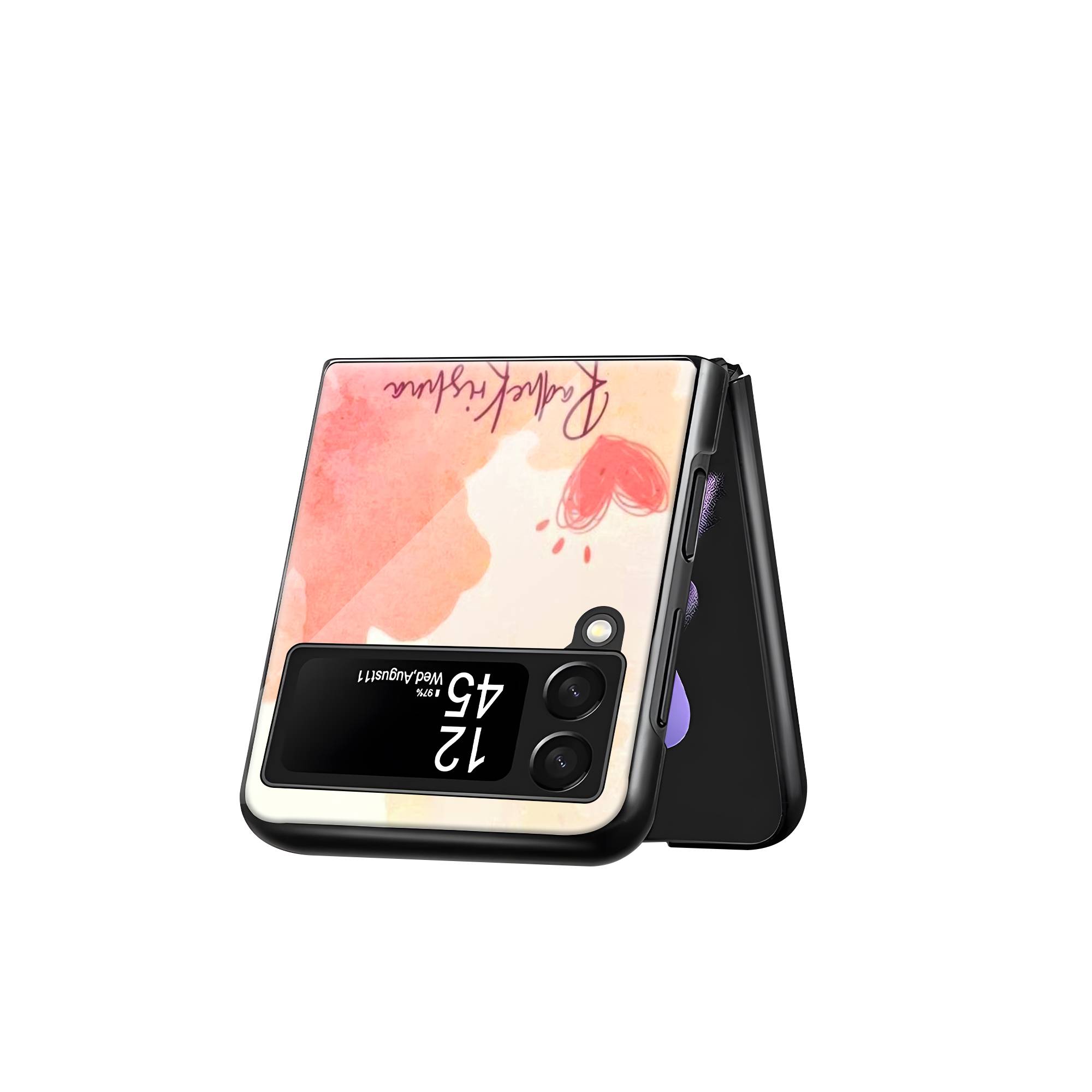 Radha-Krishna Heart Samsung Z Flip Glass Case image 2