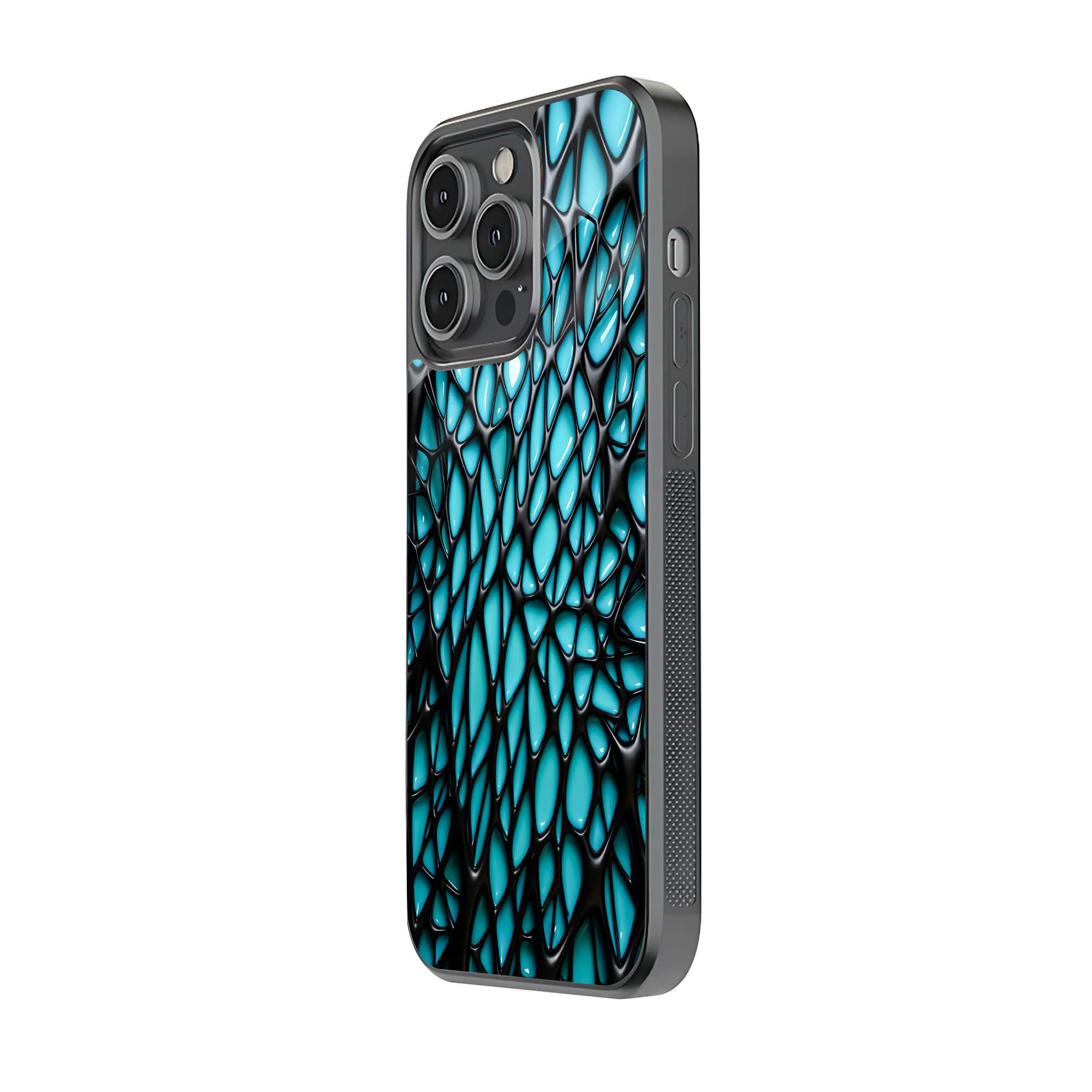 Cyan Grid Glass Case image 1
