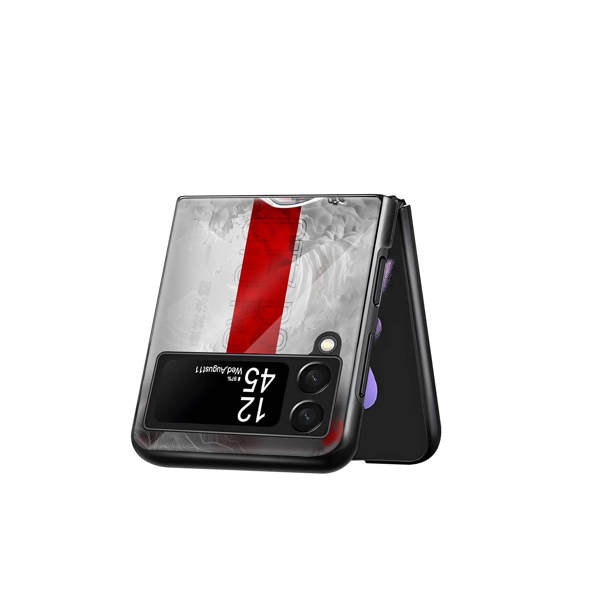 Red Wave Samsung Z Flip Glass Case image 2