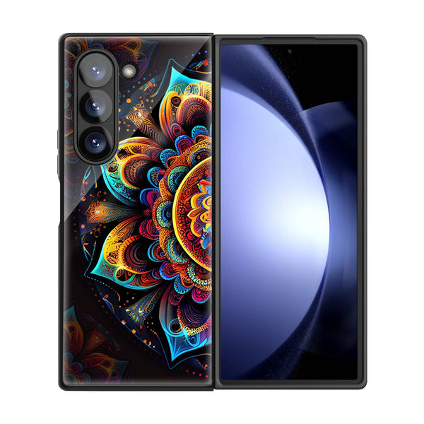 Colorful Mandala Pattern Samsung Z Fold Glass Case image 2